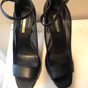 BCBGeneration black mesh ankle strap heels